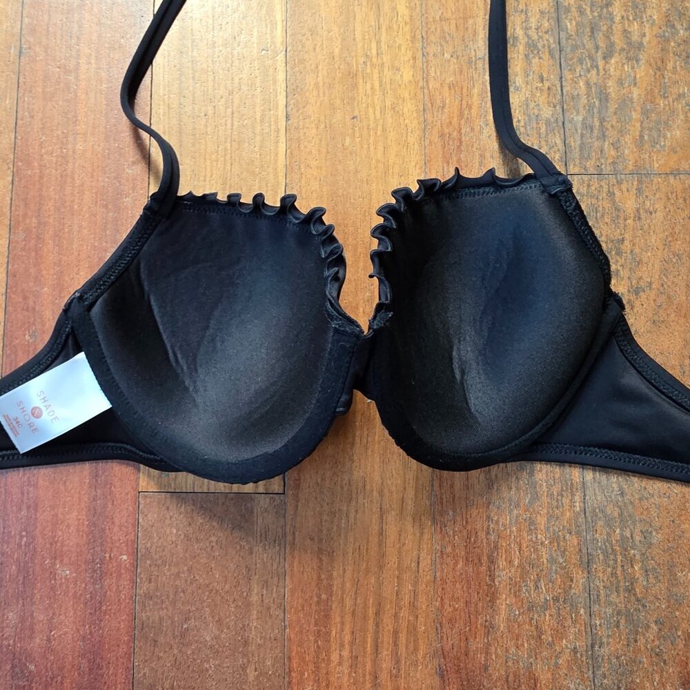 NWOT Shade & Shore Black Molded String Bikini Top Size 34C - Picture 9 of 12